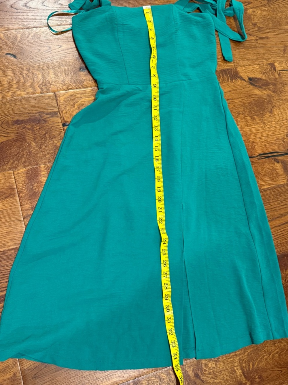 Monteau Los Angeles Green Tie Strap Midi Dress Size Small Smocked Back - Picture 12 of 14
